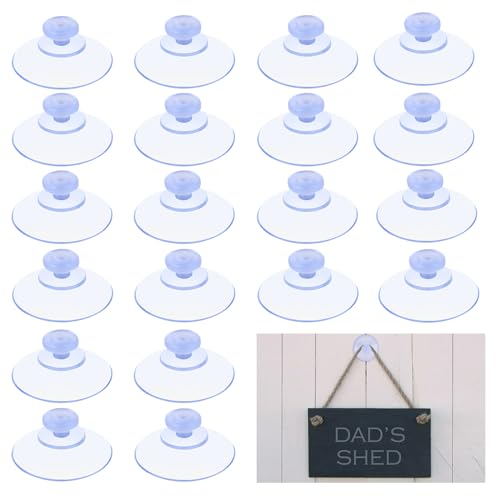 UKOFEW 20 Piezas Ventosas para Cristal,2cm Ventosas Transparentes,Ventosas para Coche,Ventosas de Plástico,para Baño,Cocina,Oficina,Espejo,Cristal,Ventana de Coche