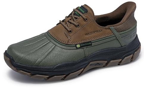Skechers Men's John Deere Respected Tanzier Rain Shoe, Olive/Brown, 9.5