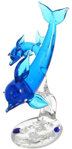 Alipis Une Statue De Dauphin 2 Pièces Verre Dauphin Décor Dauphin Figurine Dauphin Ornement Dauphin Ornement Dauphin Sculpture Sujet Decoration Maison