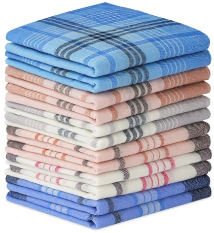 URAQT Fazzoletti da Uomo in Cotone, 12 Pezzi, 35x35cm, Stoffa per Matrimonio e Business