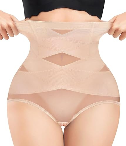 Bingrong Body Shaper for Women Tummy Control Knickers High Waisted Shapewear Shorts Slimming Underwear Panties Butt Lifting (L, Beige)