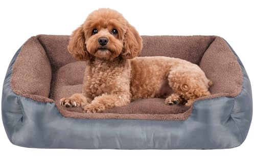 Yeprel Large Dog Bed, Washable Dogs Beds for Large Dogs, Rectangle Pet Beds Soft Calming Dog Beds with Non-Slip Bottom, 80x60x18cm, Grey