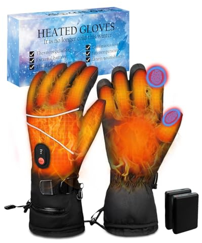 Maraiss Heated Gloves Rechargeable for Men Women, 2025 Upgraded Waterproof Windproof Adjustable Heated Gloves for Outdoor Sports Working Cycling Riding Gifts for Men 6000mAh