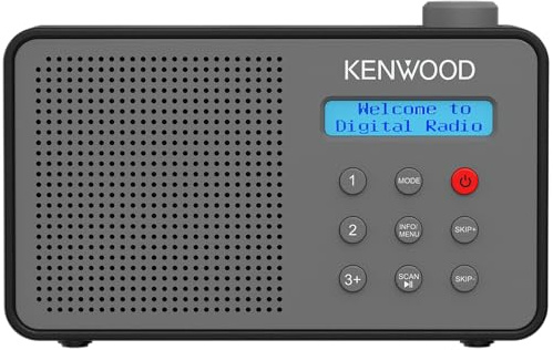 KENWOOD CR-M25DAB Radiosveglia DAB+/FM con ASA, Bluetooth 5.3, Dual Alarm, Sleep Timer, batteria Li-ion, 30 preset, jack 3,5 mm – Grigio