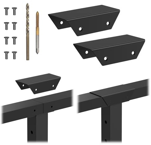PLANTOP Black Handrail Connector Sleeve, 2pcs Aluminum Extension Straight Sleeve for Flat Top Cable Railing Handrail, Extension Connectors Straight Handrail Fitting for Cable Railing Post System, MY03