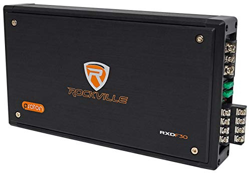 Rockville RXD-F30 2400W 4-Channel 2-Ohm Micro Car Amplifier, Dyno-Certified, MOSFET, Adjustable Crossover, Water-Resistant, Perfect for Car Audio