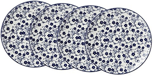 Ritzenhoff & Breker Kuchen- und Frühstücksteller-Set Royal Sakura, 4-teilig, 21,5 cm Durchmesser, Porzellangeschirr, Blau-Weiß, 21.50 x 21.50 x 2.50 cm