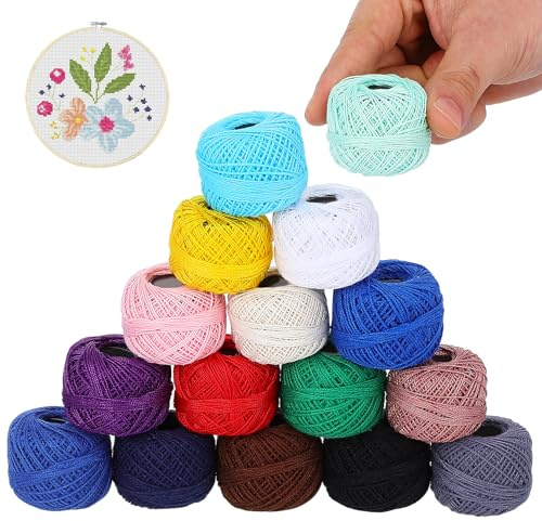 HEALLILY 16 Roll Embroidery Floss, Cross Stitch Threads, Cotton Friendship Bracelets String, Assorted Colours Skeins, 8m Per Spool for DIY Sewing, Craft Weaving Skeins