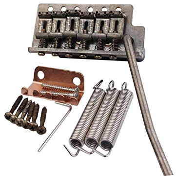 Guyker Tremolo Bridge vintage böjd stålsadlar och zinkblock kompatibel med Start ST elgitarr (GG-1004, nickel gammal)