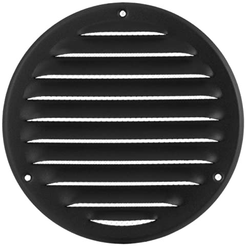 Ø 125mm Ventilationsgaller i Antracit Stål med Myggskydd - Metallgaller för Ventilation