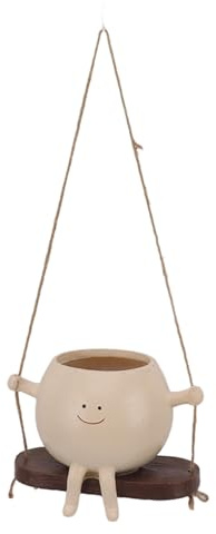 Topiky Vaso per Fioriera con Faccia Oscillante, Vaso per Fioriera con Sedia a Dondolo Sospesa, Fioriera con Testa Sospesa per Interni Ed Esterni, Fioriere con Testa in Resina Carina per