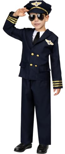 Funidelia | Déguisement Pilote Davion pour garçon Avion, Originaux et Drôle, Professions - Déguisement pour Enfant et Accessoires pour Halloween, Carnaval et fêtes. - Taille 7-9 Ans - Bleu foncé