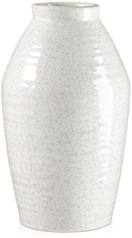Arborus White Ceramic Vases for Flowers 10.6 Tall Ceramic Vase Ellipse Speckled Vase Large Flower Vases for Living Room Desk Table Modern Bedroom Decor Boho Home Farmhouse Decor