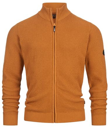 Indicode Herren INLayton Strickjacke mit Stehkragen und Reißverschluss | Cardigan Feinstrickjacke für Männer Caramel, XL