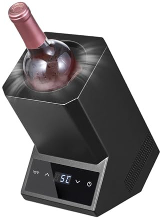 Portable Electric Wine Chiller - 750mL Single Bottle Cooler, Rechargeable Stainless Steel, 24H Cold for Red/White Wine 3.8 Diameter, Party & Gift Essential