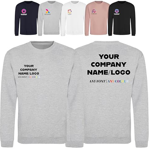 Varsany Personalised Mens Womens & Kids Sweatshirt UK - Customise With Any Text And Photo, Long-Lasting Print Heather Grey