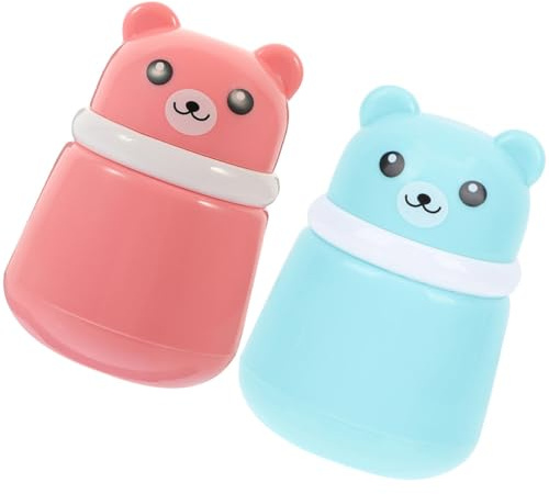 GALPADA Caja Portátil para Polvos de Talco para Bebés 2 Piezas Borla Contenedor de Viaje de Plástico Seguro Colores Rosa y Azul Estuche Ligero para Cuidado E Higiene Infantil en Verano
