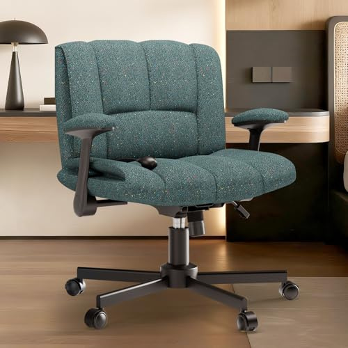 Ferghana Criss Cross Chair，Schneidersitz Stuhl mit Breitem Sitz, Preminum Stoff，Bürostuhl mit Armlehne，Höhenverstellbar Drehstuhl，Schreibtischstuhl fur Home，Office,Schminken,Schlafzimmer，Grün