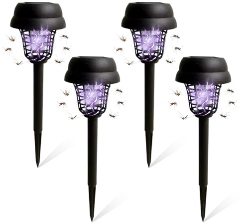 Antimosquitos Solar, Lámpara Antimosquitos de Enchufe de Suelo, 2 Modos, Lámpara Antimosquitos Exterior, Iluminación Exterior Impermeable, Luz Violeta Antimosquitos para Jardín, Balcón, Camping (4