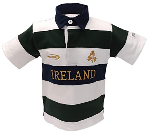 Lansdowne Ireland Kinder Rugbyshirt, halblanger Ärmel, Weiß / goldfarben, Alter 7/8 Jahre