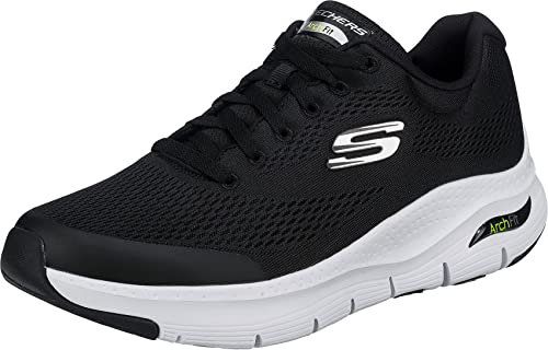 Skechers Arch FIT, Zapatillas Hombre, Black Textile Synthetic White Trim, 45.5 EU