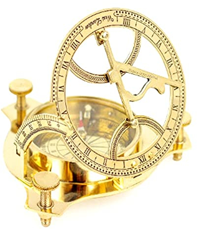 Bussola meridiana in ottone massiccio da 10,2 cm, calibrata per orologio solare, regalo marino