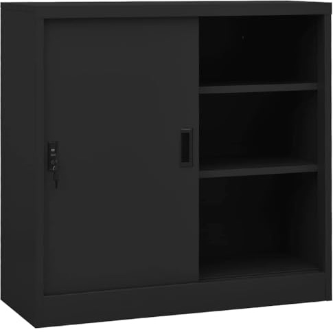 vidaXL Büroschrank mit Schiebetür Aktenschrank Büromöbel Metallschrank Stahlschrank Lagerschrank Universalschrank Schrank Anthrazit 90x40x90cm Stahl