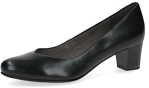 Caprice Escarpins Memotion en Cuir Petit Talon Largeur G, Noir (Black Nappa), 39 EU