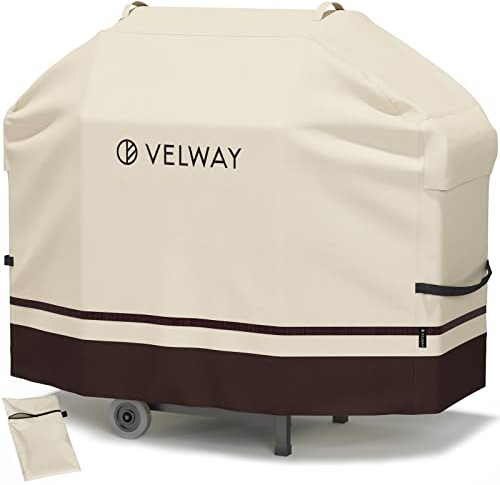 Velway Grill Abdeckhaube 300D Oxford Gasgrill Grillabdeckung wasserdichte Lüftungsschlitzen und Griffen, BBQ Abdeckung Staubdicht UV-beständige Hochleistungs-Gasgrillabdeckung 145x61x117cm, Elfenbein
