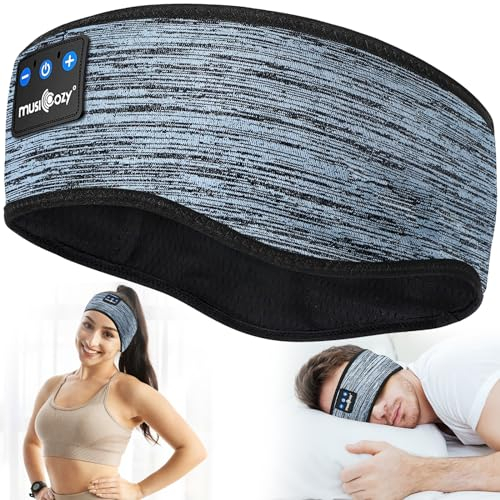 MUSICOZY Schlafkopfhörer Bluetooth, Schlaf Kopfhörer Seitenschläfer Kabellos Sport Kopfhörer Stirnband 14+STD für Yoga/Training/Reisen/Schlaflosigkeit,Tech Gadgets für Männer/Frauen (Himmelblau)