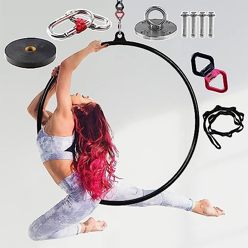 Aerial Hoop Fitness-/Tanz-Aerial-Hoop-Set für Erwachsene, Teenager, Kinder, 85 Cm/95 Cm/100 Cm Home Gym Outdoor Aerial Yoga Ring Lyra Hoops, Akrobatik-Zirkus-Requisiten ( Color : Black , Size : Diamet