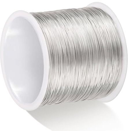 Silberdraht Basteldraht Dünn 100mX0.3mm, Schmuckdraht Silber Basteldrähte Schmuckdrähte Draht für Schmuckherstellung Perlendraht Dünner Draht zum Basteln von Schmuck/Kunsthandwerk, Anlaufgeschützter