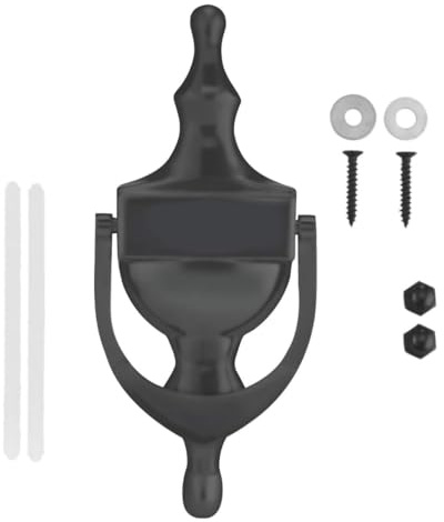 FIXINGS DIRECT® Battente a urna vittoriana per porta d'ingresso, classico battente universale incluso o autoadesivo per porta d'ingresso (nero opaco)