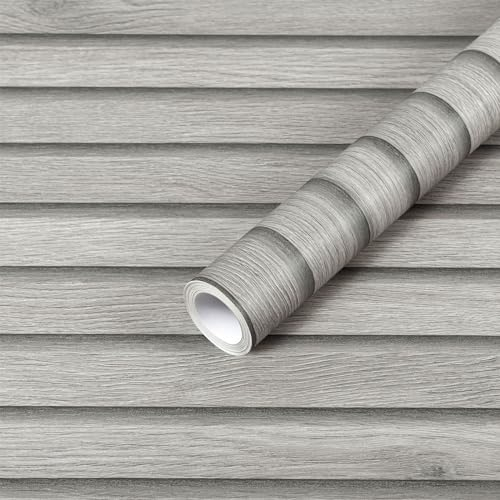 Hode Klebefolie Folie Holzoptik 3D Paneele Wand Selbstklebend Tapete Grau, Klebefolie Tapeten Holzpaneele Wand Wandfolie Abwaschbare, Wohnzimmer Schlafzimmer Dekofolie Vintage 40cmx6m