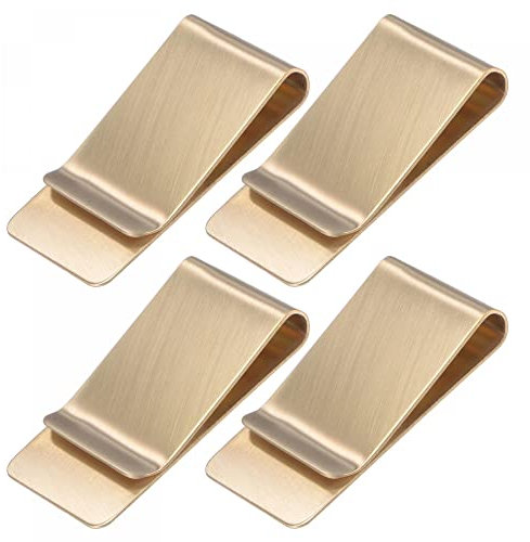 Rörklämma, Rostfritt stål Slim Clip 50 mm Hållarklämma for plånböcker Kreditkort, guldpaket med 3