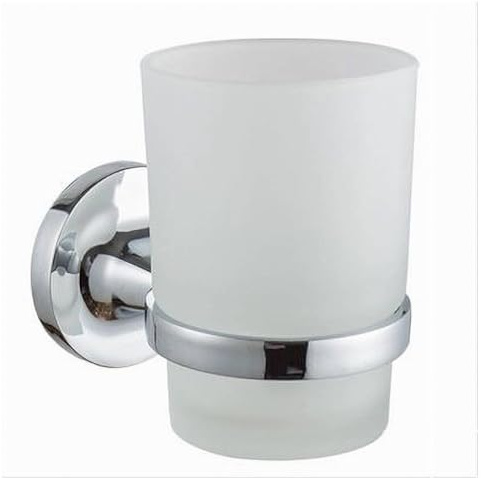 OISE ART STORE Trade Shop - Bicchiere Porta Spazzolino da Muro in Acciaio Vetro Satinato Arredo Bagno 79804 -