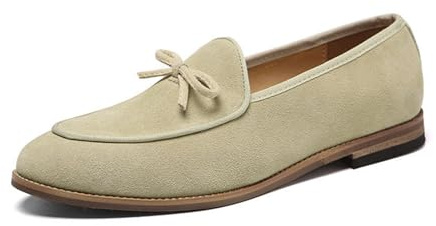Chaussures En Cuir Pour Hommes, Mocassins À Enfiler De Grande Taille, Chaussures Décontractées D'affaires En Cuir Véritable Givré Confortables Bas À Bout Pointu Travail De Bureau , 40 EU ,Beige