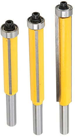 Set di Punte per Fresa con Finitura a Filo 3 Pezzi, Set di Punte a Taglio Dritto Newdeli con Gambo 1/4, Punte con Cuscinetto Superiore in Carburo, Guida Modello Fresa per