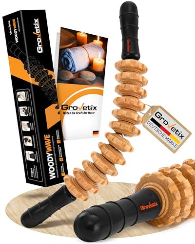 Grovetix Massageroller Faszienstab aus hochwertigem Buchenholz Faszienrolle holz ideal für eine schonende und gleichzeitig effektive Massage