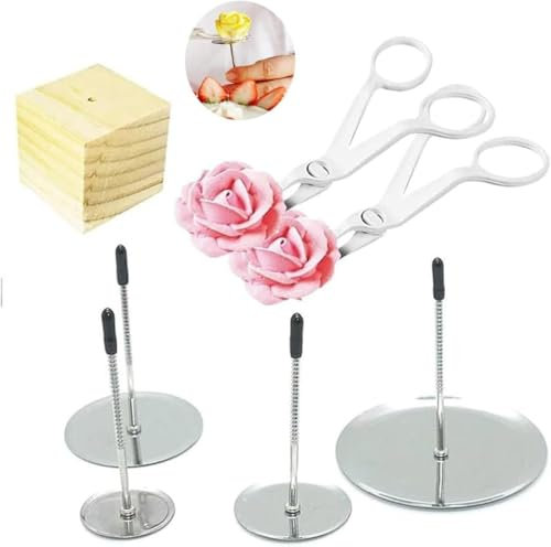 Cake Flower Nail Lifters Set, Stainless-Steel Baking Tools, 6 PCS Icing Flowers Decoration, Plastic Cake Sculpting Tools Cake Decorating Tools Buttercream Flower Tools for Icing Flowers Making