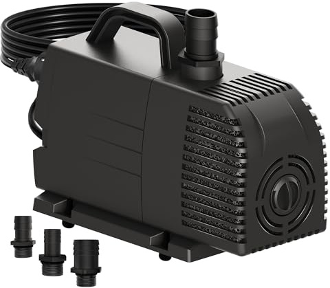 Utomhusvattenpump dränkbar pump, 4 500 l/H akvariepump för dammbrunn, akvarium, trädgård