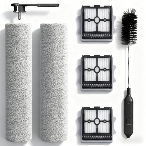 HIYOUNG Set di accessori per Tineco Floor One Stretch S6/Switch S6/S7 Stretch Ultra/S6 Stretch Lite/S9 Artist/i6 Stretch/i5 Stretch,2 Spazzole a Rullo,1 manico,3 filtri,1 Spazzola di Pulizia,ricambi