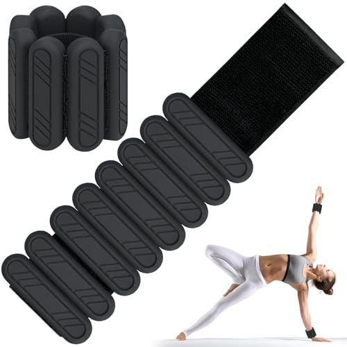ouhos Set di 2 pesi da polso regolabili, per piedi o polso in movimento, jogging, yoga, aerobica, pilates, fitness, fitness, (nero, 2kg 2x1 kg)