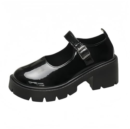 Plateforme Gothique des Femmes Mary Jane Chaussures Vintage Ronde Orteil pour Les Femmes Cheville Sangle Talon Gros Pompes Uniforme fête Danses Robe Chaussures
