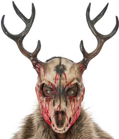 Chaks - Masque de cerf ensanglanté en mousse avec bois, masque d'animal d'horreur, accessoires de costume pour Halloween et carnaval