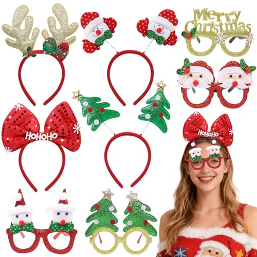 Set di 4 fasce per capelli natalizie, 4 fasce per capelli natalizie, 4 pezzi, copricapo natalizio, copricapo per occhiali, fascia natalizia per feste di Natale, cosplay