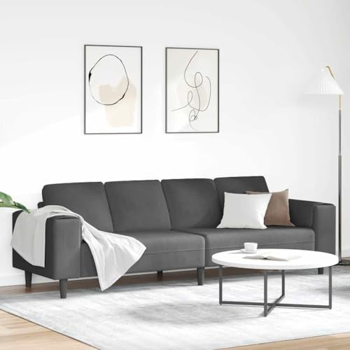 YuuSsea tygsoffa med kudde, mörkgrå manchestertyg, modern design, 3-sitsig vardagsrumssoffa, ventilerande material, träram, bredd 208 cm