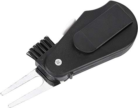 Chrees -Divot-Werkzeug [Marke] Pitchfork Green Repair Tool 5-in-1-Multifunktions-Golfwerkzeug mit Ballmarkierung, Bürstenschlagzähler, Stimmgabel, Gürtelclip für den