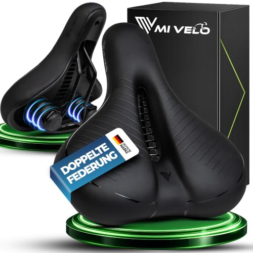 Mivelo Cykelsadel 3D-komfortskum och stötdämpande fjädring – cykelsadel bekväm för kvinnor och män – universell sadel cykel för stadscykel, trekking, e-cykel, MTB, gravel Bike