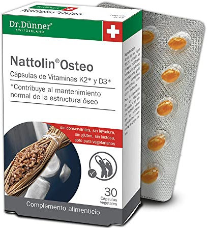 Salus - Nattolin Osteo Complemento Alimenticio - 30 Cápsulas - Contribuye al Mantenimiento de los Huesos y la Estructura Ósea - Contiene Aceite de Lino Virgen, Vitamina K2 y D3